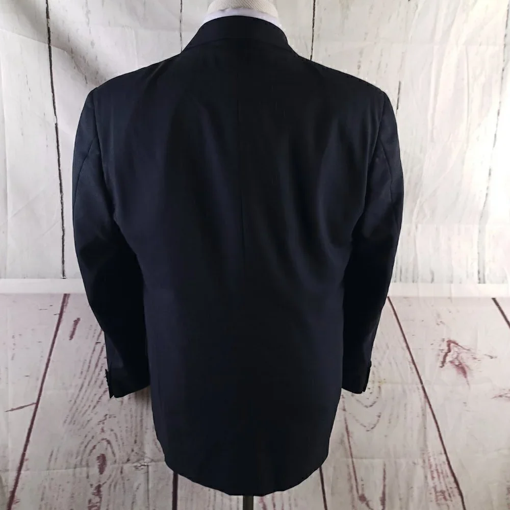 Joseph Abboud 40S Wool 3 Button Blue Birdseye 2pc Suit 32x28 Pleated